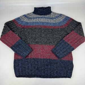 Nautica Mens Size L Thick Lambswool Blend Pullover Knit Turtleneck Yacht Sweater